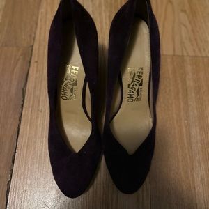 Ferragamo suede plum shoes